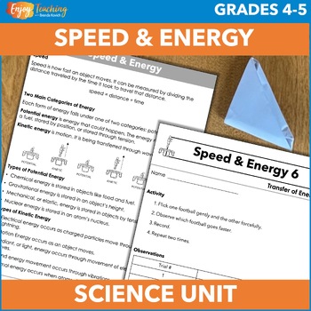 Preview of Speed and Energy Activities - Forms and Transfer - Fourth & Fifth Grade