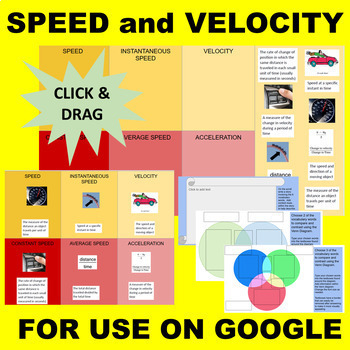 Preview of Speed and Velocity (Constant, Average, etc) GOOGLE Interactive Sort & Match