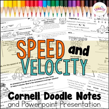 Preview of Speed and Velocity Doodle Notes | Speed Formula | Cornell Notes