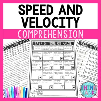 Preview of Speed and Velocity Reading Comprehension Challenge - Close Reading