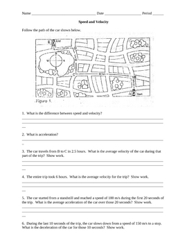 Preview of Speed and Velocity Review Worksheet