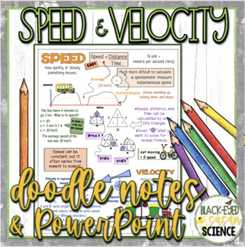 Preview of Speed and Velocity Doodle Notes & Quiz & PowerPoint