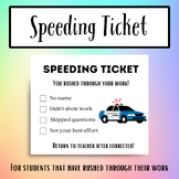 Speeding Ticket, Classroom Management Tool, Back to School
