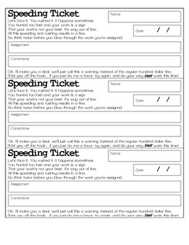 Speeding Ticket Template by Megan Hart | Teachers Pay Teachers