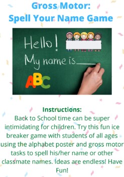 Preview of Spell Your Name (gross motor game/activity) Back to school (PT, OT, Speech)