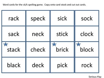 Spell and Read Words that end in CK and K by Serious Play | TpT