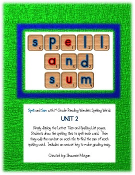 Preview of Spell and Sum with 1st Grade Spelling Words – UNIT 2
