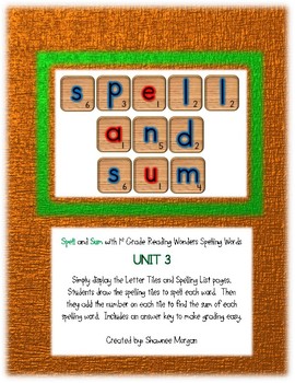 Preview of Spell and Sum with 1st Grade Spelling Words – UNIT 3