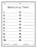 Spelling Test Template 20 Words Teaching Resources | Teachers Pay Teachers