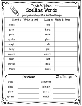 Spelling: 4th Grade - Into Reading HMH (Houghton Mifflin) Module 1 BUNDLE