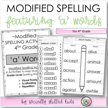 Preview of Modified Spelling Activities | 'a' Word List | 4th Grade | High Frequency Words