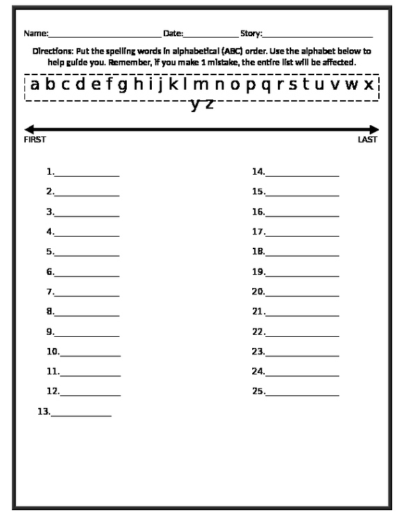 spelling abc order editable by the 4th grade wanderer tpt