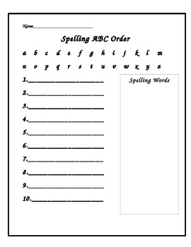 Preview of Spelling ABC Order Template (Editable)