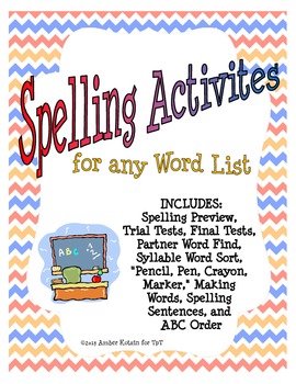 Preview of Spelling Activites for any Word List