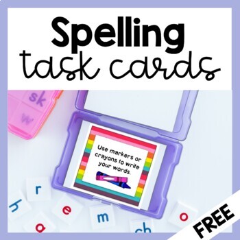 Preview of Free Spelling Task Cards 1st Grade 2nd Grade Literacy Center