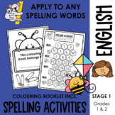 Spelling Activities Choice Board Booklet – Year 1 and 2 – 