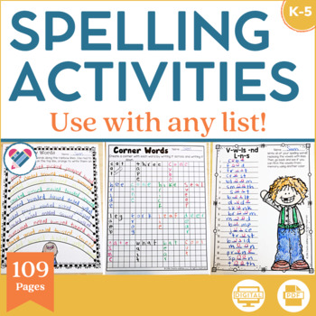 Preview of Spelling Activities For Any List PRINT AND DIGITAL