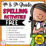 Spelling Activities Fourth & FIFTH Grade FREE