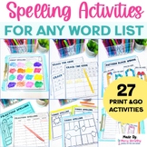 Spelling Activities & Games  - Spelling Worksheets for Any List