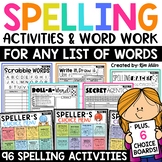 Spelling Activities and Choice Boards | Word Work for ANY List of Words EDITABLE