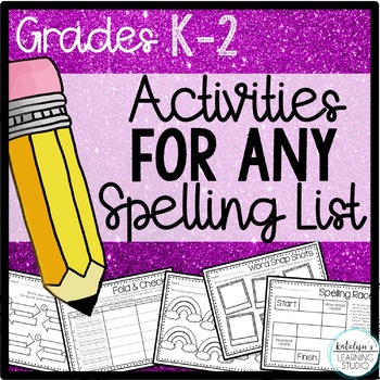 Preview of Spelling Word Practice Activities and Worksheets for Homework, Any Spelling List