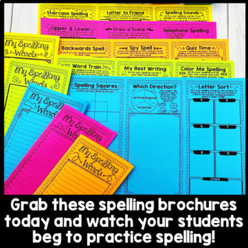 Spelling Activities Word Work Practice Brochures | Editable Spelling List