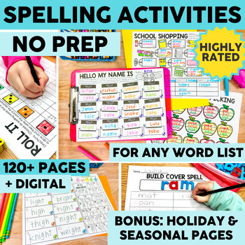 Preview of Spelling Words Practice Word Work for Any List Phonics or Sight Words Activities
