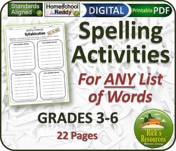 Preview of Spelling Activities & Word Work for ANY List of Words - Paperless Included