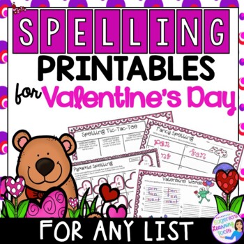 Preview of Spelling Activities and Practice for Valentine's Day, to fit any list