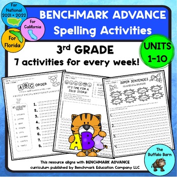 Preview of Benchmark Advance 3rd Grade Spelling Activities - Spelling Practice Worksheets
