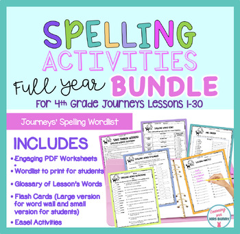 Preview of Spelling Practice Packet (Lessons 1-30) BUNDLE 4th Grade Journeys 