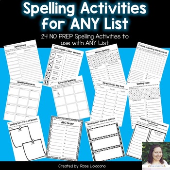 Preview of Spelling Activities for Any List- NO PREP