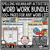 Spelling Activities Word Work Practice Worksheets Vocabulary Choice Boards