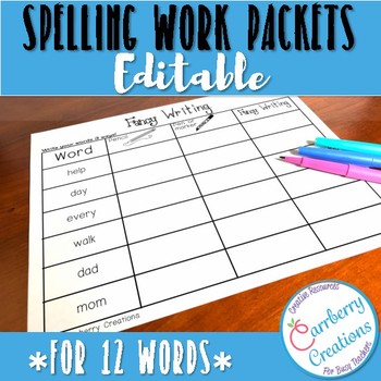 Preview of Spelling Activities for Any List of Words