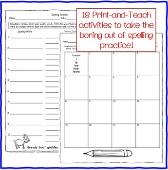 spelling activities for any spelling list by jan lindley tpt