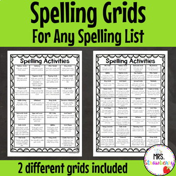 Preview of Spelling Activity Grids For Any Spelling List