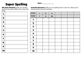 Spelling Activity for Any List - 10 word list