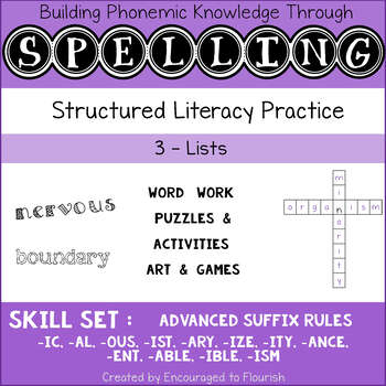 Preview of Spelling Advanced Suffix Rules: –ic, -al, -ous, -ist, -ary, -ize, -ity, -ance