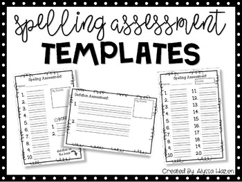 Preview of Spelling Assessment and Test Templates