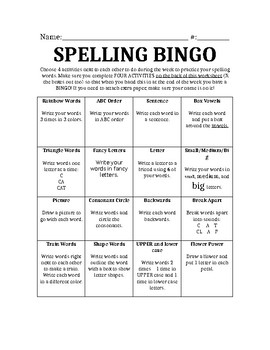 Preview of Spelling BINGO activities