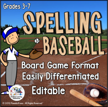 Preview of Spelling Baseball - A Spelling Practice Board Game Editable