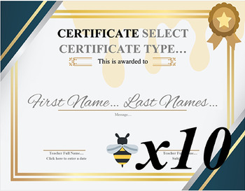 Preview of Spelling Bee Automatic Certificate 1 Plus x10