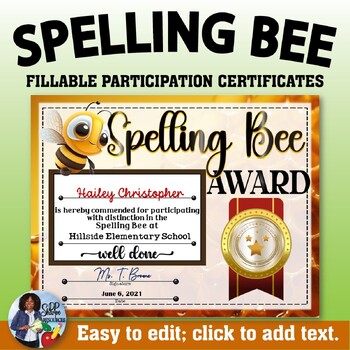 Preview of Spelling Bee Award