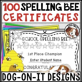 Preview of Spelling Bee Award Certificates Editable Black and White
