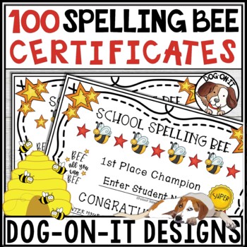Preview of Spelling Bee Award Certificates Editable