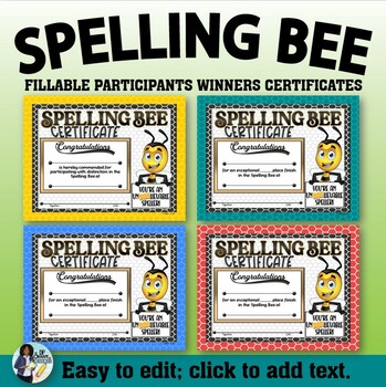 Preview of Spelling Bee Awards ~ Fillable