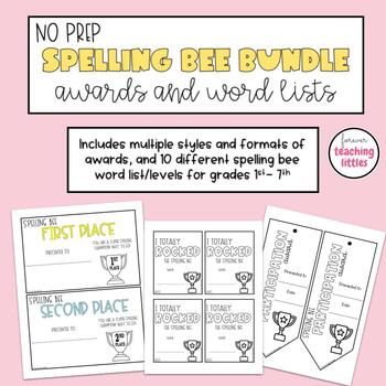 Preview of Spelling Bee Awards | Spelling Bee Word Lists | End of the Year | No Prep