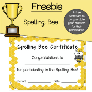 Preview of Spelling Bee Certificate