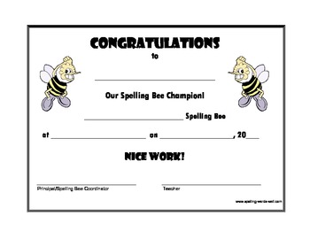 Preview of Spelling Bee Certificates