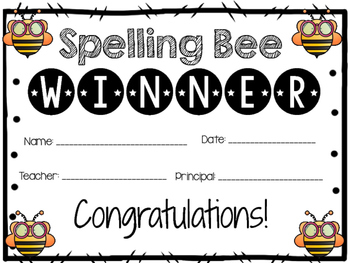 Preview of Spelling Bee Certificates